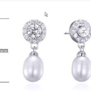 SE24474, Ladies' Moissanite Earring, S925, Rhodium Plated, White, 4.4g