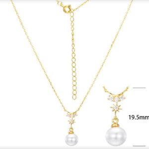 SN11874, Ladies' Moissanite Necklace, S925, Rhodium Plated, White, 2.4g