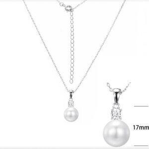SN11880, Ladies' Moissanite Necklace, S925, Rhodium Plated, White, 3.3g