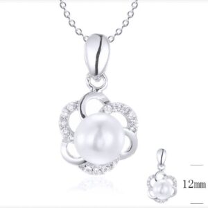 SN17698, Ladies' Moissanite Necklace, S925, Rhodium Plated, White, 2.4g