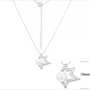 SN11885, Ladies' Moissanite Necklace, S925, Rhodium Plated, White, 3.4g