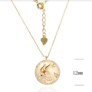 SN12219, Ladies' Moissanite Necklace, S925, Rhodium Plated, White, 3.3g