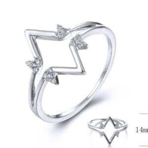 SJ34812, Ladies' Moissanite Ring, S925, Rhodium Plated, White, 1.5g