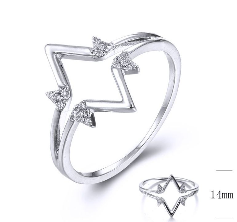 SJ34812, Ladies' Moissanite Ring, S925, Rhodium Plated, White, 1.5g