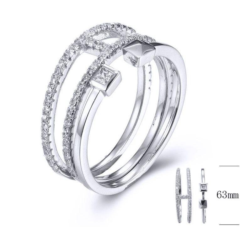 SJ31727, Ladies' Moissanite Ring, S925, Rhodium Plated, White, 3.7g