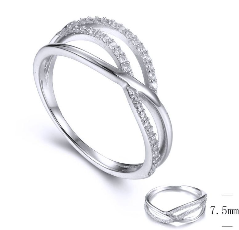 SJ34831, Ladies' Moissanite Ring, S925, Rhodium Plated, White, 1.84g