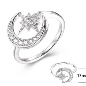 SJ40822, Ladies' Moissanite Ring, S925, Rhodium Plated, White, 2.36g