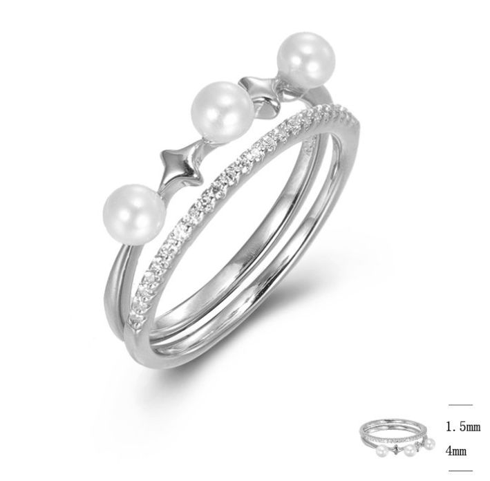 SJ41332, Ladies' Moissanite Ring, S925, Rhodium Plated, White, 2.2g