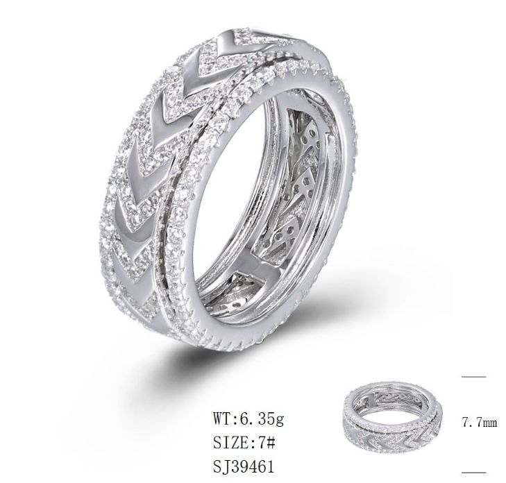 SJ39461, Ladies' Moissanite Ring, S925, Rhodium Plated, White, 6.52g