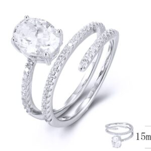 SJ33615, Ladies' Moissanite Ring, S925, Rhodium Plated, White, 3.35g