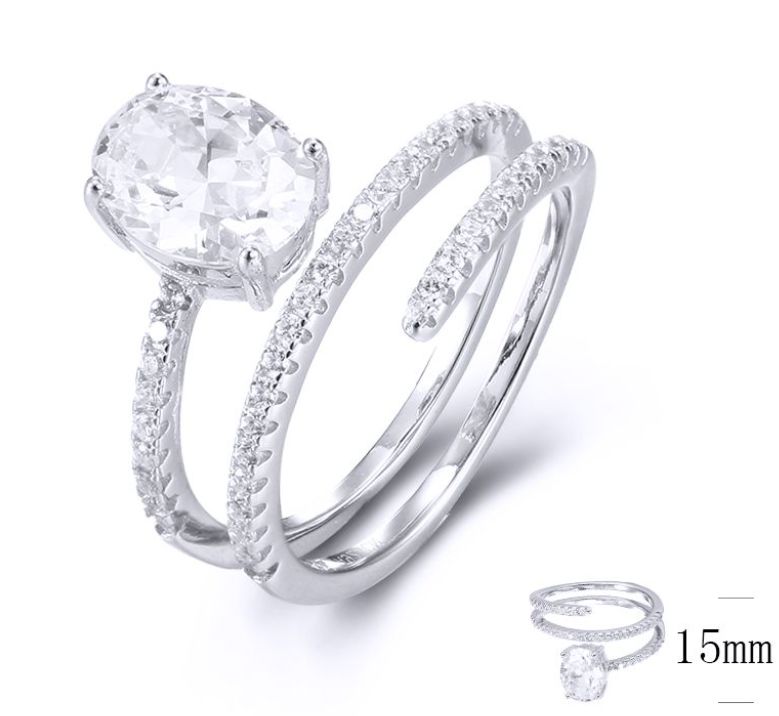 SJ33615, Ladies' Moissanite Ring, S925, Rhodium Plated, White, 3.35g