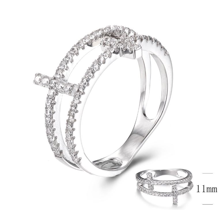SJ28135, Ladies' Moissanite Ring, S925, Rhodium Plated, White, 2.82g