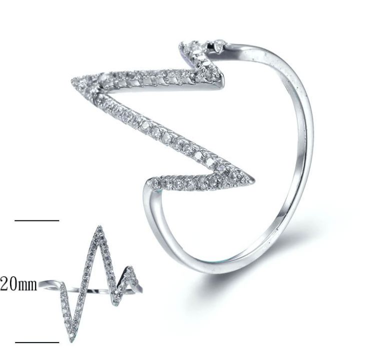 SJ28309, Ladies' Moissanite Ring, S925, Rhodium Plated, White, 1.39g