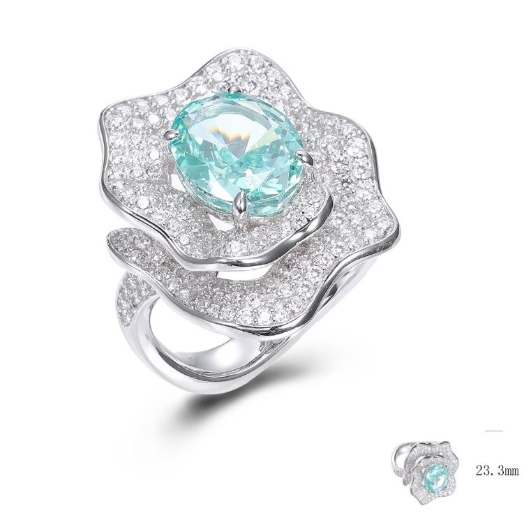 BGR01440, Ladies' Moissanite Ring, S925, Rhodium Plated, White, 8.8g