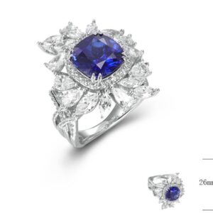 GR01111, Ladies' Moissanite Ring, S925, Rhodium Plated, White, 8.7g