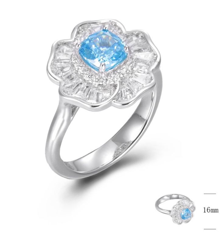 BGR01415, Ladies' Moissanite Ring, S925, Rhodium Plated, White, 4.9g