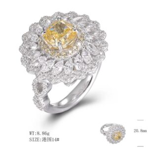 JR00502, Ladies' Moissanite Ring, S925, Rhodium Plated, White, 7.84g
