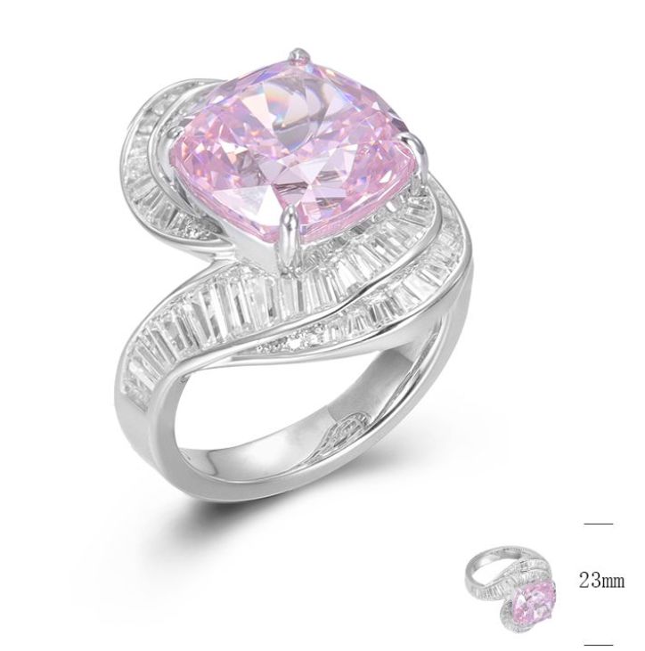 GR01212, Ladies' Moissanite Ring, S925, Rhodium Plated, White, 8.55g