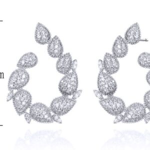 SE27946, Ladies' Moissanite Earring, S925, Rhodium Plated, White, 7.02g