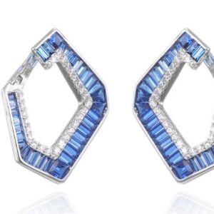 SE29577, Ladies' Moissanite Earring, S925, Rhodium Plated, White, 8.02g