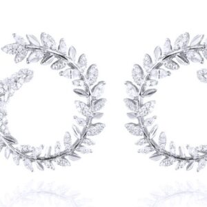 SE27940, Ladies' Moissanite Earring, S925, Rhodium Plated, White, 8.5g