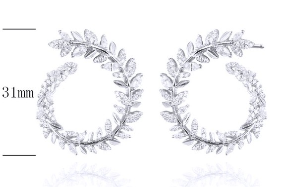 SE27940, Ladies' Moissanite Earring, S925, Rhodium Plated, White, 8.5g