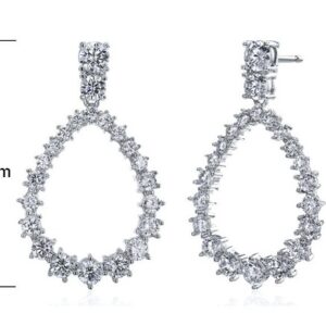 SE15737, Ladies' Moissanite Earring, S925, Rhodium Plated, White, 5.24g