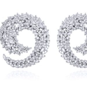 SE27937, Ladies' Moissanite Earring, S925, Rhodium Plated, White, 13.48g