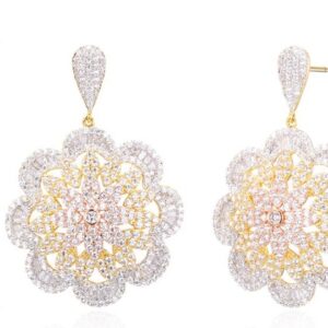 SE22806, Ladies' Moissanite Earring, S925, Rhodium Plated, White, 22.86g