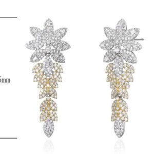 SE24828, Ladies' Moissanite Earring, S925, Rhodium Plated, White, 9.46g