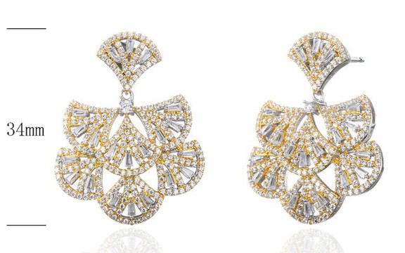 SE26115, Ladies' Moissanite Earring, S925, Rhodium Plated, White, 11.5g