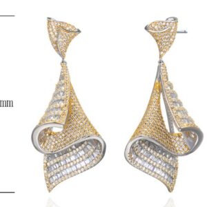 SE26121, Ladies' Moissanite Earring, S925, Rhodium Plated, White, 19.41g