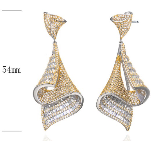 SE26121, Ladies' Moissanite Earring, S925, Rhodium Plated, White, 19.41g