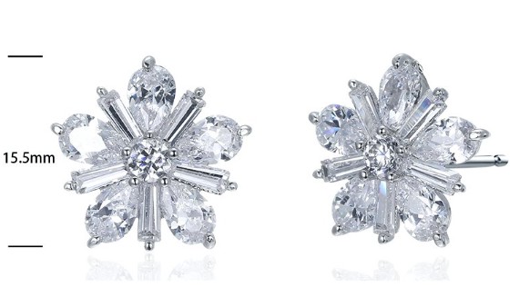 SE13742, Ladies' Moissanite Earring, S925, Rhodium Plated, White, 4.68g