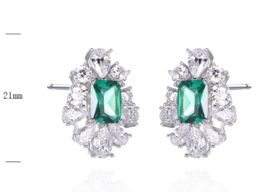 SE01394, Ladies' Moissanite Earring, S925, Rhodium Plated, White, 7g