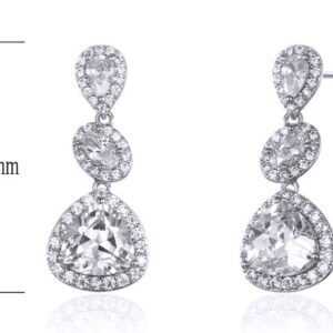 SE25259, Ladies' Moissanite Earring, S925, Rhodium Plated, White, 4.62g