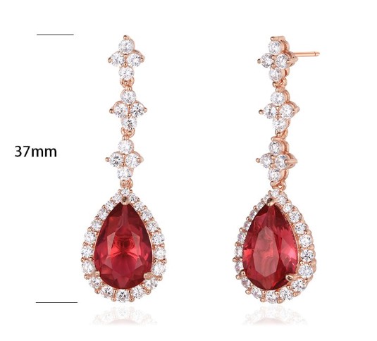 SE08204, Ladies' Moissanite Earring, S925, Rhodium Plated, White, 5.77g