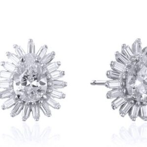 SE24427, Ladies' Moissanite Earring, S925, Rhodium Plated, White, 2.8g