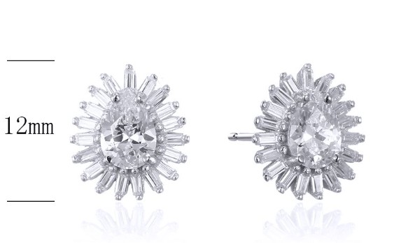 SE24427, Ladies' Moissanite Earring, S925, Rhodium Plated, White, 2.8g