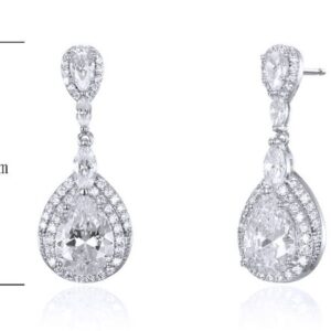 SE25866, Ladies' Moissanite Earring, S925, Rhodium Plated, White, 5.73g