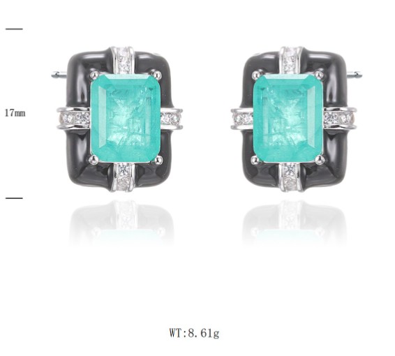 SE47544, Ladies' Moissanite Earring, S925, Rhodium Plated, White, 8.47g