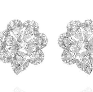 SE39393, Ladies' Moissanite Earring, S925, Rhodium Plated, White, 4.9g