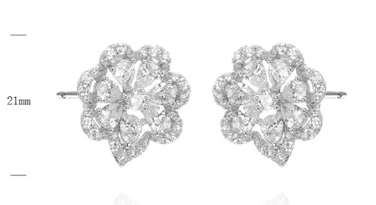 SE39393, Ladies' Moissanite Earring, S925, Rhodium Plated, White, 4.9g