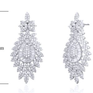 SE24825, Ladies' Moissanite Earring, S925, Rhodium Plated, White, 7.63g
