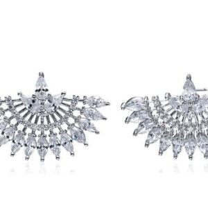 SE15617, Ladies' Moissanite Earring, S925, Rhodium Plated, White, 7.74g