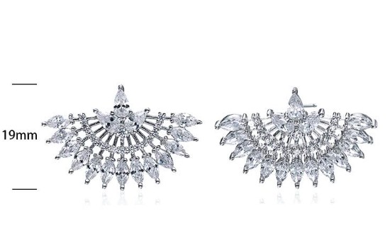 SE15617, Ladies' Moissanite Earring, S925, Rhodium Plated, White, 7.74g