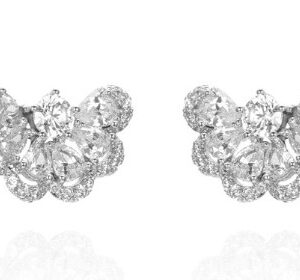 SE39394, Ladies' Moissanite Earring, S925, Rhodium Plated, White, 3.7g