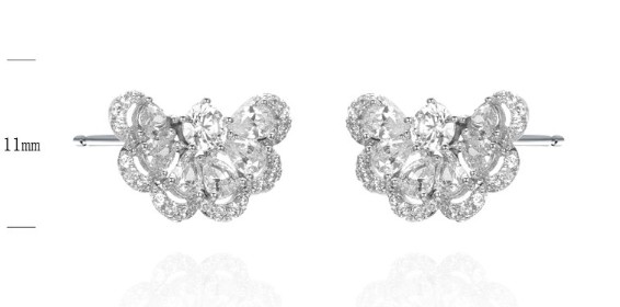 SE39394, Ladies' Moissanite Earring, S925, Rhodium Plated, White, 3.7g