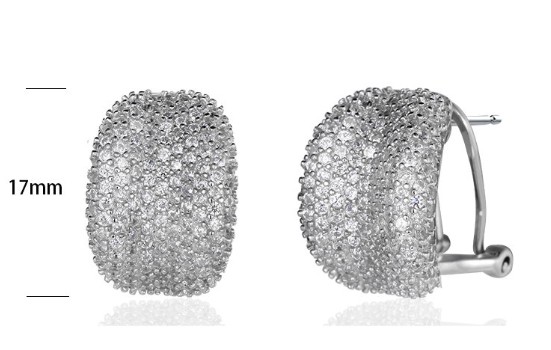 SE08433, Ladies' Moissanite Earring, S925, Rhodium Plated, White, 8.5g