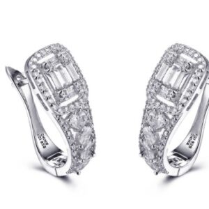 SE21515, Ladies' Moissanite Earring, S925, Rhodium Plated, White, 6.18g
